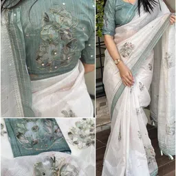 Khakhi Enterprise Embellished Embroidered Saree-picture-40