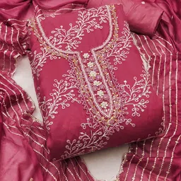 KIMISHA Embroidered Organza Unstitched Dress Material image 1