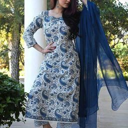 7Threads Women Ethnic Motifs Printed Regular Kurta with Trousers & With Dupatta-picture-31