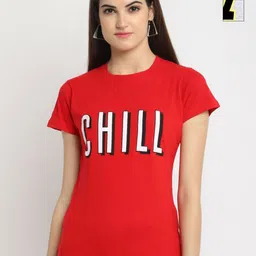 Tromko Women Pack of 2 Typography Printed Round Neck Cotton Regular Fit T-shirts-picture-35