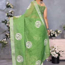 Moda Rapido Digital Print Zari Border Ready to Wear Linen Saree image 2