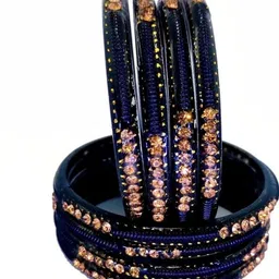 AMSHA Blue Glass Artificial Stones Bangle image 1