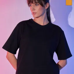 DIMPY GARMENTS Women Pack of 2 Solid Round Neck Cotton Oversized T-shirts-image-68