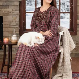 MAYA PRINT Checked Maxi Nightdress-picture-23