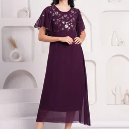 BAESD Women Flared Sleeve Jacquard Fit & Flare Dress-image-0