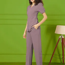 Moda Rapido Ribbed V-Neck Top With Trousers Co-Ords image 2