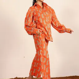 KAORI BY SHREYA AGARWAL Printed Pure Cotton Shirt With Trouser Co-Ords image 4