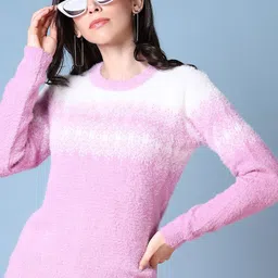 V-Mart Women Self Design Turtle Neck Long Sleeves Pullover Sweaters-picture-41
