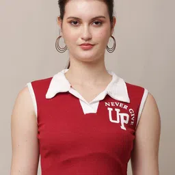 Raabta Fashion Typography Printed Shirt Collar Top-image-67