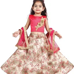 BAESD Girls Embroidered Mirror Work Tie and Dye Ready to Wear Lehenga & Blouse With Dupatta-image-87