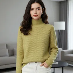 bebe Women Self Design High Neck Pullover Sweater-picture-30