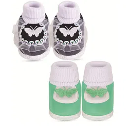 NESKA MODA Kids Pack Of 2 Butterfly-Applique Cotton Booties image 4