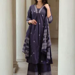 SANISA Women Floral Printed Regular Sequinned Kurta with Palazzos & Dupatta image 4