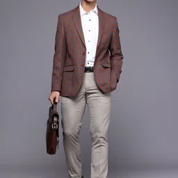 Raymond Notched Lapel Collar Checked Single-Breasted Formal Blazer image 4