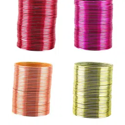 vidhya kangan Multicolor Brass Plain Bangle Combo-picture-11