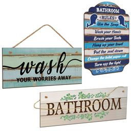 Chaka Chaundh 3Pcs Blue & Green Printed Wooden Sign Palques Wall Hangings-picture-18