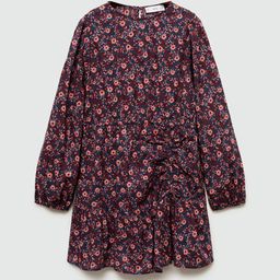Mango Kids Girls Pure Cotton Floral Print Ruffled Drop-Waist Dress-picture-19