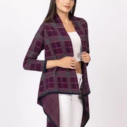 Anouk Women Checked Waterfall Shrug image 4
