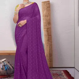 DESI RIWAAZ Embellished Beads and Stones Pure Georgette Saree with Unstitched Blouse Piece-picture-37