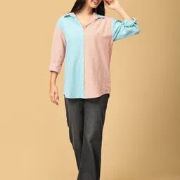 The Woman Store Vertical Stripes Shirt Style Regular Top-image-12