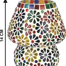 SOMIL Multicoloured Printed Glass Cylindrical Shaped Table Lamp image 3