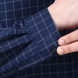 Peter England Windowpane Checked Long Sleeves Cotton Formal Shirt image 2