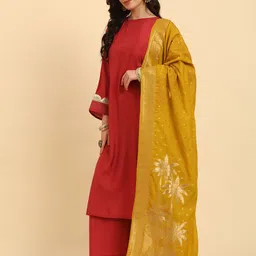 Yufta Women Regular Sequinned Kurta with Palazzos & With Dupatta image 4