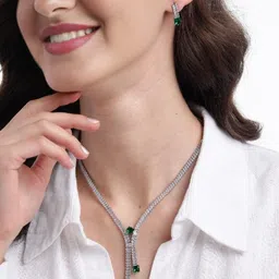 Anouk Women Rhodium-Plated Crystal AD Gemstone-Studded Jewellery Set-picture-29