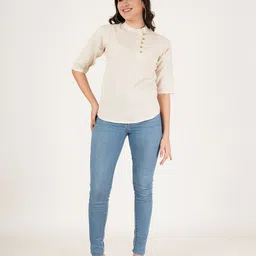 Brownverse Women Mandarin Collar Top-picture-13