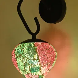 Somil Green & Pink Glass Elegant & Stylish Decor Modern Interiors Wall Lamps-image-4