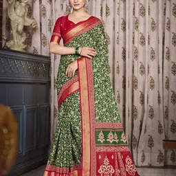 all about you Ajrak Printed Saree With Woven Design Border-picture-21