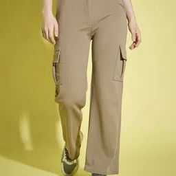 BUY NEW TREND Women Relaxed High-Rise Cargos Trousers-image-71