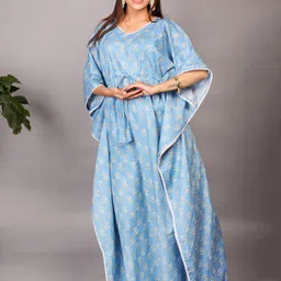 MOTHERHOOD BY SNEHAL Women Ethnic Motifs Print Tie-Ups Detail Maternity Kaftan Maxi Dress-picture-25