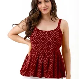 Renqiran Solid Print Ethnic Peplum Top-picture-32
