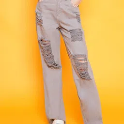 BAESD Women Straight Fit Mildly Distressed Mid-Rise Jeans-image-8