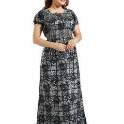 CINCO Women Abstract Printed Square Neck Maxi Nightdress image 3