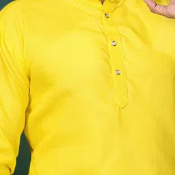 shreeram Men Yellow Straight Cotton Kurtas image 4