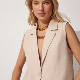 Happiness istanbul Linen Woven Lapel Collar Sleeveless Waistcoat-picture-37