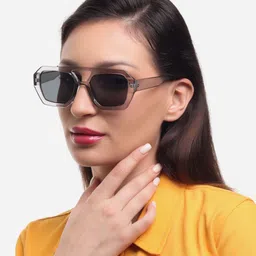 PELLE LUXUR Unisex Grey Rectangle Sunglasses with UV Protected Lens-picture-48