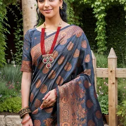 Anouk Rustic Ethnic Motifs Woven Design Banarasi Saree image 4