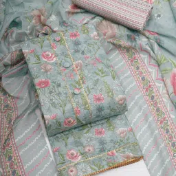 stylish designer Unstitched Cotton Blend Kurta & Churidar Material Printed-picture-18