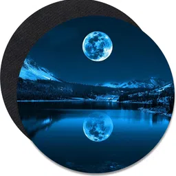 NOCKOUT Designer Round Gaming Non-Slip Rubber Base Mouse Pad for Laptop and Computer |(20 cm x 20 cm, 3D Moon) Mousepad image 3