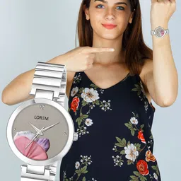 LOREM Women Printed Dial & Stainless Steel Straps Analogue Watch LR312-B image 5