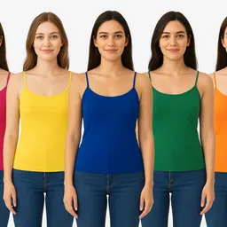 Women Dark Green, Yellow, Dark Blue, Red, Orange Camisole-image-7