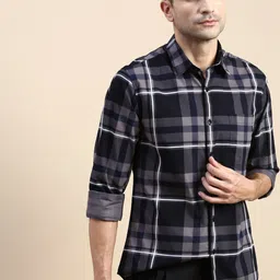 INVICTUS Sport Slim Fit Tartan Checked Cotton Casual Shirt-image-44