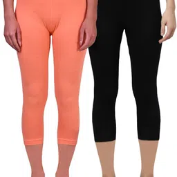 rocksy 3/4th Capri leggings Women Black, Orange Capri-picture-27