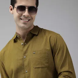 the bear house Men Slim Fit Solid Spread Collar Casual Shirt image 4