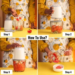 instacuppa 600 mL Rechargeable Electric Chopper - Stainless Steel Blades, Electric Vegetable & Fruit Chopper image 3