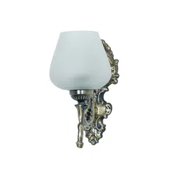 fos lighting Antique Brass 11 Inch Single Light Steel Wall Lamp With Plain Frosted Goblet Glass Shade image 4