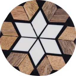 vatsu craft Round Medium Density Fibreboard, Wood, Resin Coaster Set image 4